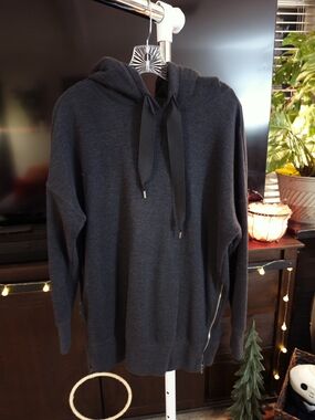 aerie Dark Charcoal Zip-Hem Hooded Sweatshirt